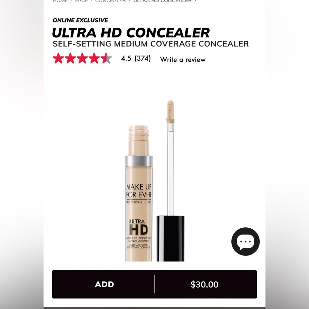 Make Up Forever Ultra HD concealer R22